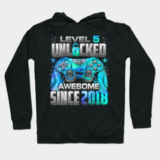 Level 5 Unlocked Awesome Since 2018 5Th Birthday Gaming Hoodie